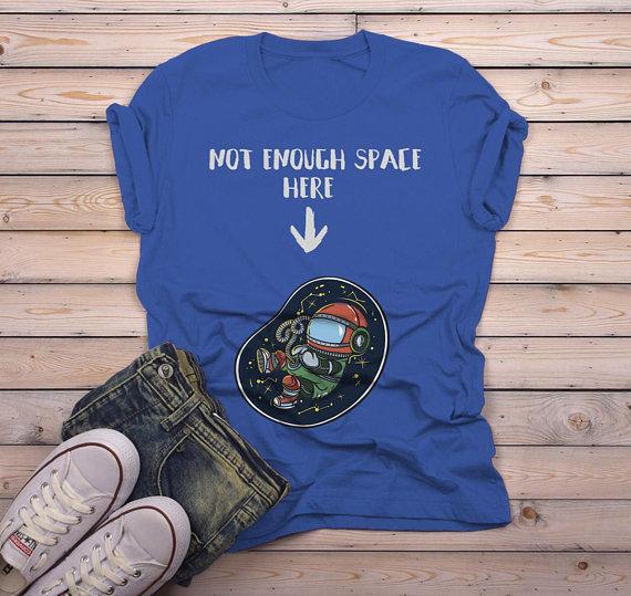 Men's Funny Pregnancy T Shirt Not Enough Space Shirt Baby Announcement Idea Graphic Tee-Shirts By Sarah