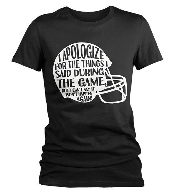 Women's Funny Football T Shirt Apology Helmet Tshirt Football Shirts Graphic Tee-Shirts By Sarah
