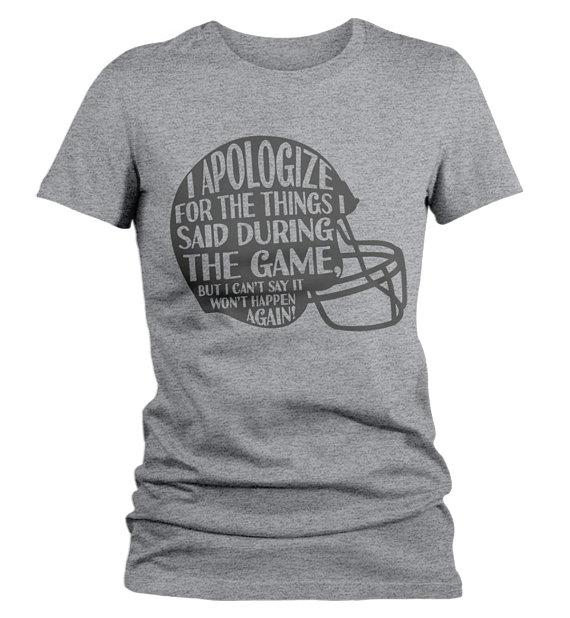 Women's Funny Football T Shirt Apology Helmet Tshirt Football Shirts Graphic Tee-Shirts By Sarah
