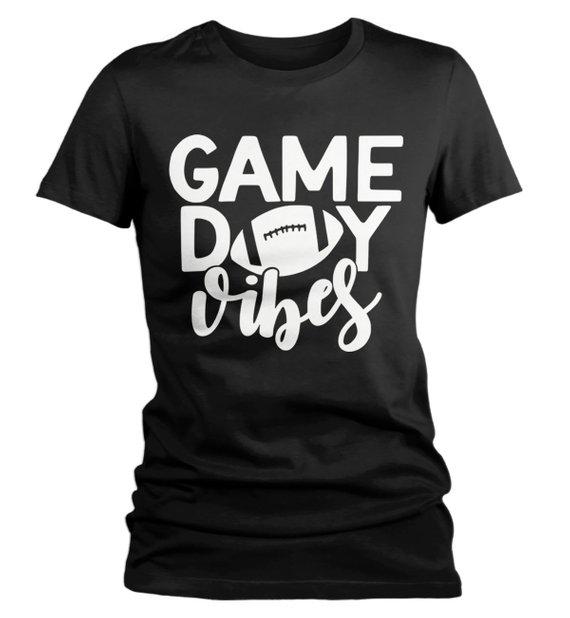 Women's Game Day Vibes T Shirt Football Tshirt Football Shirts Graphic Tee Football Mom-Shirts By Sarah