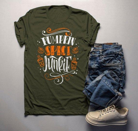 Men's Pumpkin Spice T Shirt Pumpkin Spice Junkie Tee Fall Shirts Seasonal TShirt Funny-Shirts By Sarah