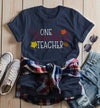 Women's Thanksgiving Teacher T Shirt One Thankful Teacher Graphic Tee Fall Shirts Teachers