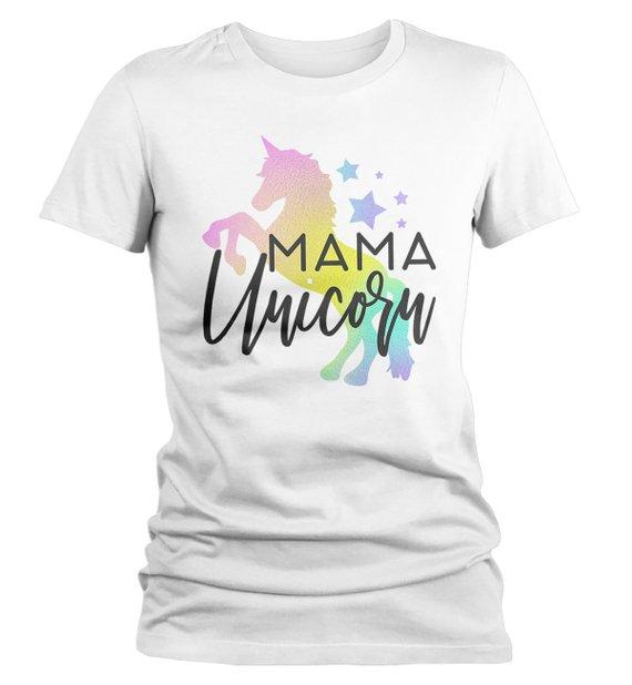 Women's Matching Mother Daughter T Shirt Unicorn Shirts Graphic Cute Mommy Me Tee-Shirts By Sarah