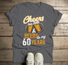 Men's Funny 60th Birthday T Shirt Cheers Beers Sixty Years TShirt Gift Idea Graphic Tee Beer Shirts