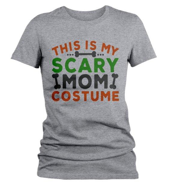 Women's Funny Halloween T Shirt This Is My Scary Mom Costume Tee Bones Mom Shirts-Shirts By Sarah