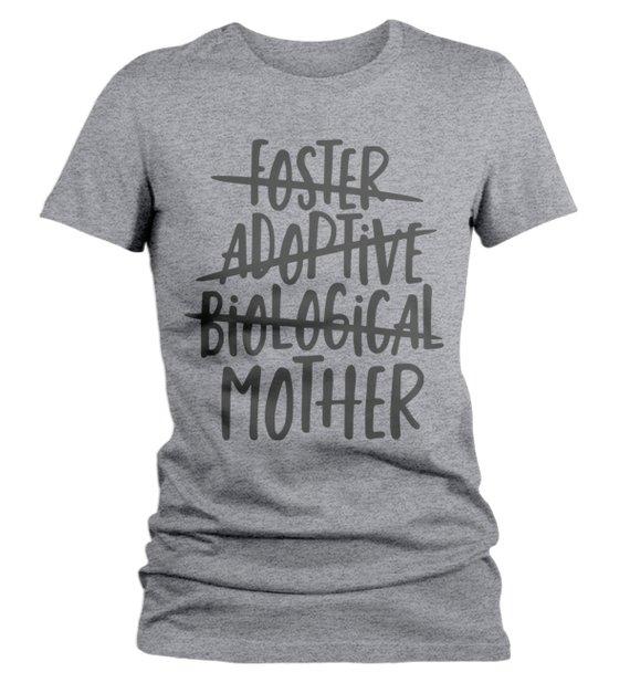 Women's Foster Mom T Shirt Adoptive Mom Shirts Biological Mother Tee Adoption Tshirt-Shirts By Sarah