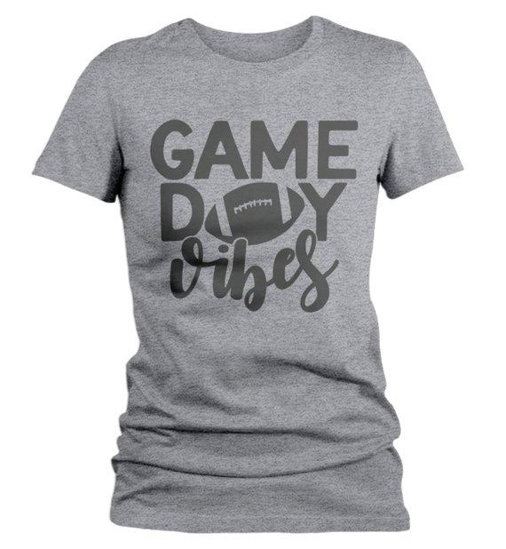 Women's Game Day Vibes T Shirt Football Tshirt Football Shirts Graphic Tee Football Mom-Shirts By Sarah