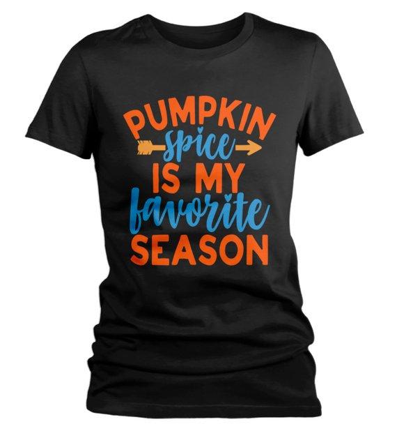 Women's Pumpkin Spice T Shirt Favorite Season Tee Fall Shirts Festive Tshirts Saying Tshirt-Shirts By Sarah