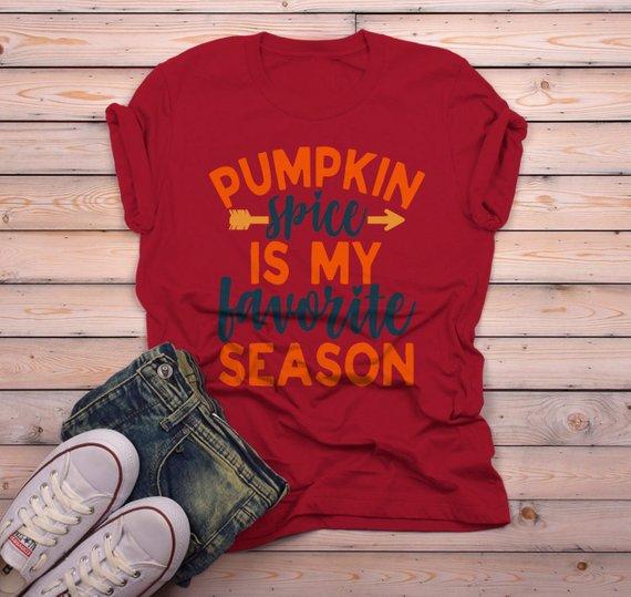 Men's Pumpkin Spice T Shirt Favorite Season Tee Fall Shirts Festive Tshirts Saying Tshirt-Shirts By Sarah