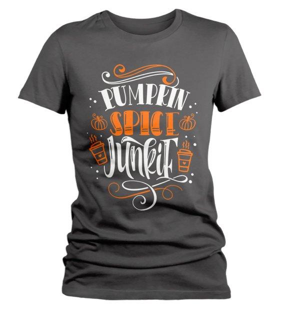 Women's Pumpkin Spice T Shirt Pumpkin Spice Junkie Tee Fall Shirts Seasonal TShirt Funny-Shirts By Sarah