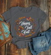 Women's  Happy Fall Y'all T Shirt Floral Wreath Graphic Tee Season Shirts It's Fall Yall TShirt