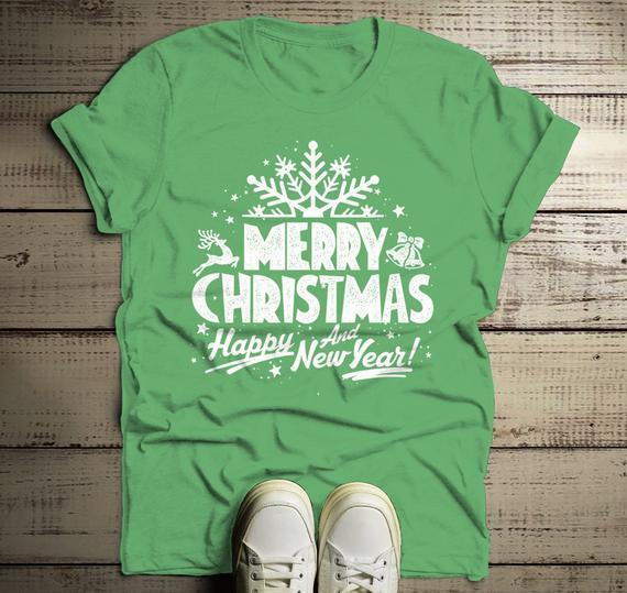 Men's Merry Christmas T Shirt Happy New Year Shirts Festive Holiday Graphic Tee-Shirts By Sarah