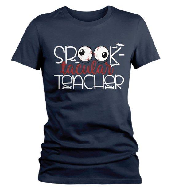 Women's Halloween Teacher T Shirt Spooktacular Teacher Graphic Tee Fall Shirts Spooky-Shirts By Sarah