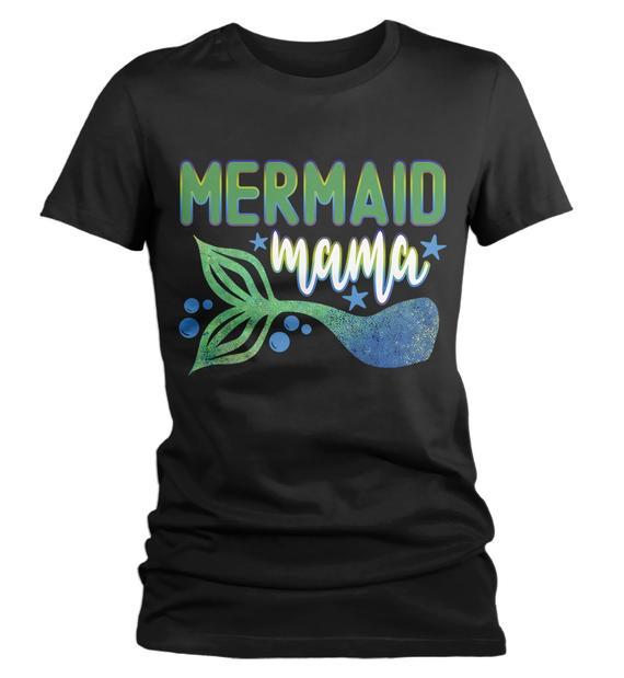 Women's Mermaid T Shirt Mama Shirts MerMama Tee Mermaid Mother TShirt-Shirts By Sarah