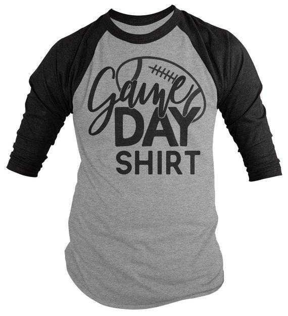 Men's Football T Shirt Game Day Shirts Support Dad Raglan 3/4 Sleeve Parent Shirt-Shirts By Sarah