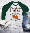 Men's Funny Pie T Shirt Thanksgiving Shirts Into Fitness Pie In Mouth Workout Tee Turkey Day TShirt 3/4 Sleeve Raglan