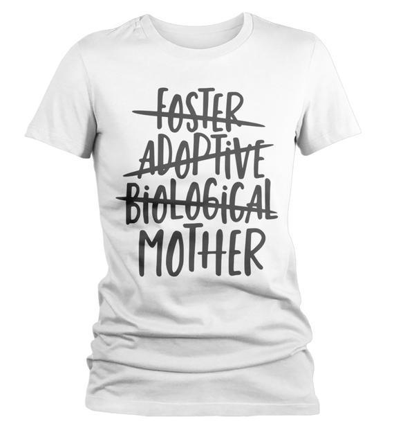 Women's Foster Mom T Shirt Adoptive Mom Shirts Biological Mother Tee Adoption Tshirt-Shirts By Sarah