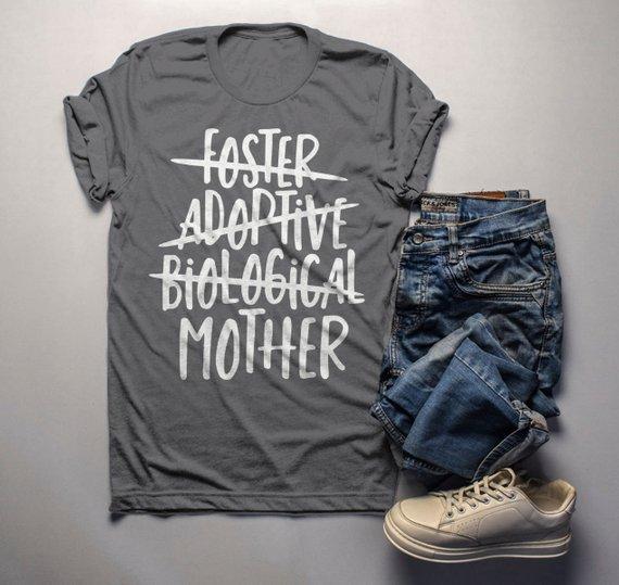Men's Foster Mom T Shirt Adoptive Mom Shirts Biological Mother Tee Adoption Tshirt-Shirts By Sarah