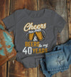 Women's Funny 40th Birthday T Shirt Cheers Beers Forty Years TShirt Gift Idea Graphic Tee Beer Shirts