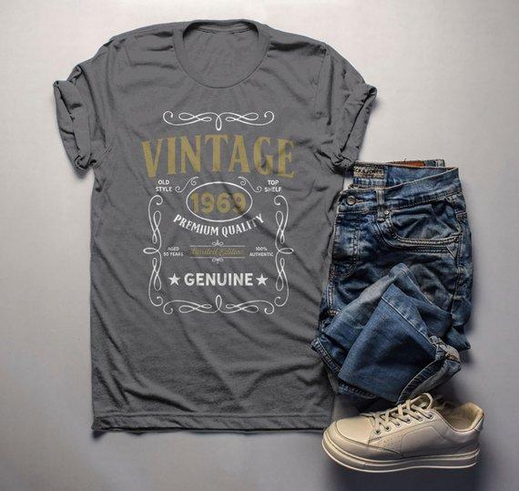 Men's Vintage 1969 50th Birthday T-Shirt Classic Fifty Shirt Gift Idea 50th Birthday Shirts Vintage Tee Vintage Shirt-Shirts By Sarah