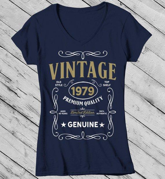 Women's Vintage 1979 40th Birthday T-Shirt Classic Forty Shirt Gift Idea 40th Birthday Shirts Vintage Tee Vintage Shirt-Shirts By Sarah
