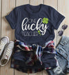 Women's One Lucky Teacher T Shirt St Patrick's Day Tee Lucky Clover Shirts 4 Leaf Clovers St. Pats