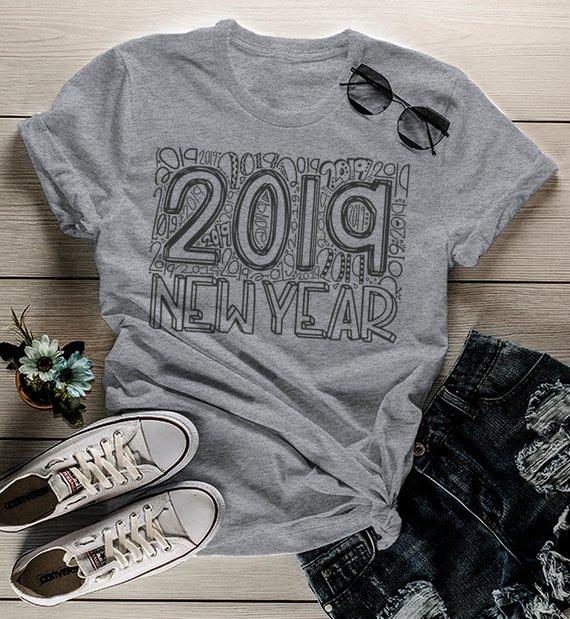 Women's New Years Shirt 2019 Typography Shirts New Year's Tee Happy New Year 2019 T Shirt-Shirts By Sarah