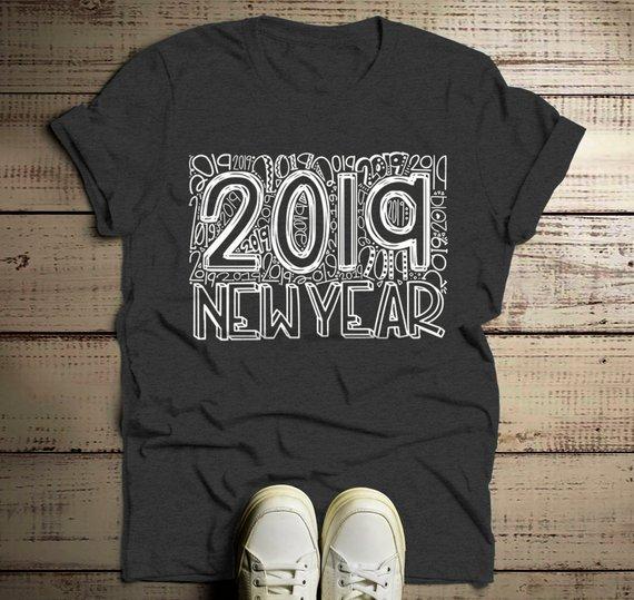 Men's New Years Shirt 2019 Typography Shirts New Year's Tee Happy New Year 2019 T Shirt-Shirts By Sarah