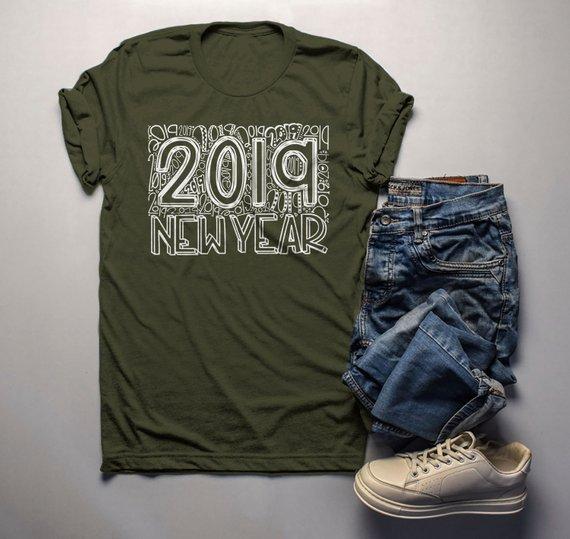 Men's New Years Shirt 2019 Typography Shirts New Year's Tee Happy New Year 2019 T Shirt-Shirts By Sarah