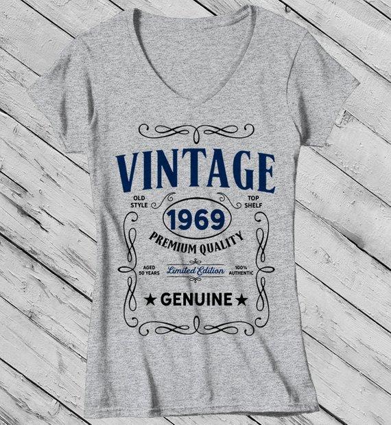 Women's Vintage 1969 50th Birthday T-Shirt Classic Fifty Shirt Gift Idea 50th Birthday Shirts Vintage Tee Vintage Shirt-Shirts By Sarah