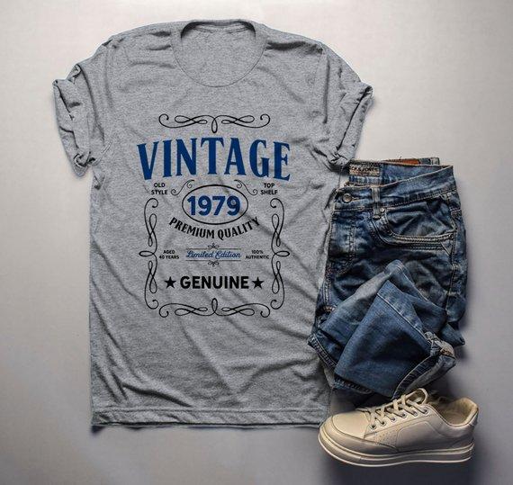 Men's Vintage 1979 40th Birthday T-Shirt Classic Forty Shirt Gift Idea 40th Birthday Shirts Vintage Tee Vintage Shirt-Shirts By Sarah