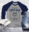 Men's Vintage 1979 40th Birthday T-Shirt Classic Forty Shirt Gift Idea 40th Birthday Shirts Vintage Tee Vintage Shirt 3/4 Sleeve Raglan