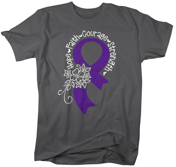 Men's Purple Ribbon T-Shirt Lupus Shirt Fibromyalgia Shirts Hope Courage Strength Faith Shirts-Shirts By Sarah