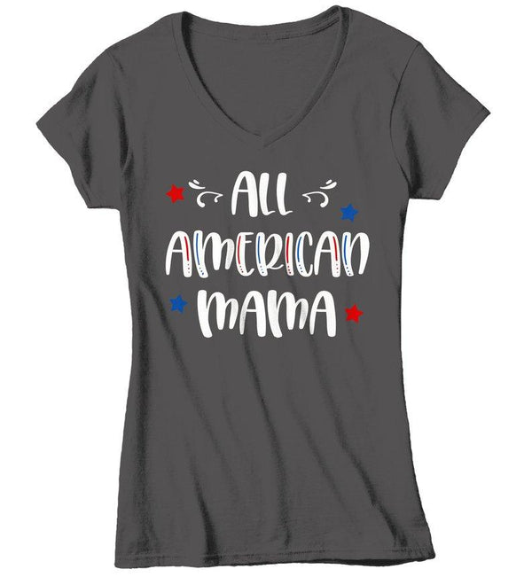 Women's All American Mama T-Shirt Mom Shirt Patriotic Shirts 4th July Independence Day Shirts America Shirt-Shirts By Sarah