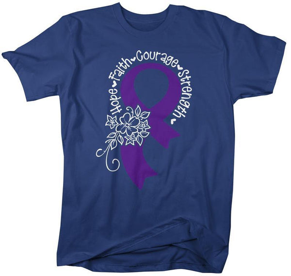Men's Purple Ribbon T-Shirt Lupus Shirt Fibromyalgia Shirts Hope Courage Strength Faith Shirts-Shirts By Sarah