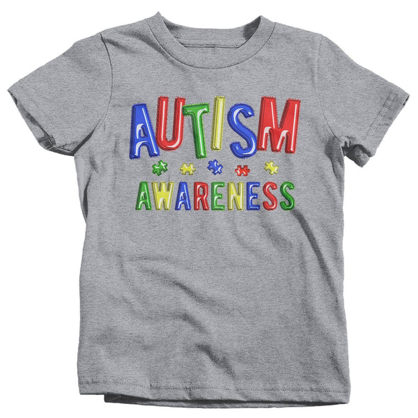 Kids Autism Awareness T-Shirt Puzzle Autism Shirts Colorful Balloons Fun Autistic Awareness TShirt-Shirts By Sarah