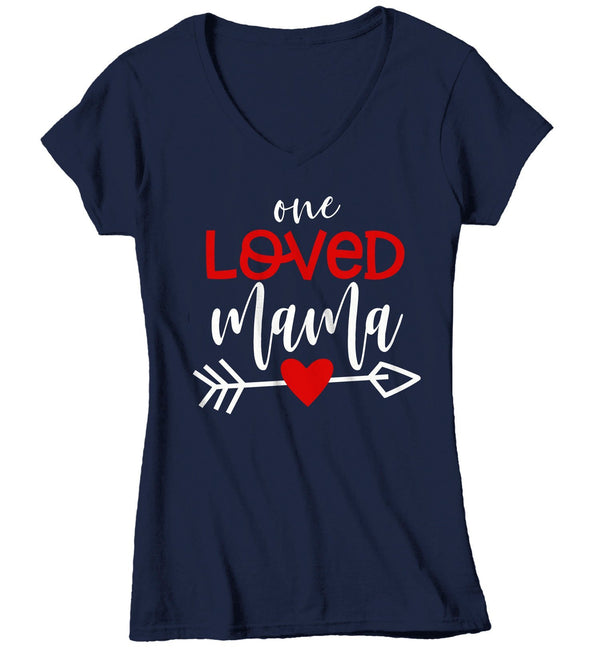 Women's Loved Mama T Shirt Mom T Shirts Arrow Valentine's Day Shirts Mama Heart Tee Mom TShirt-Shirts By Sarah