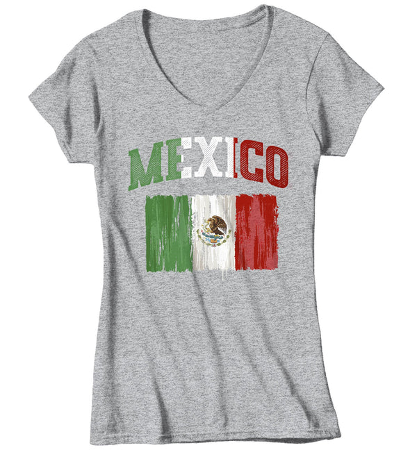 Women's Mexico T Shirt Cinco De Mayo Shirts Mexican Flag Grunge Graphic Tee Mexican Pride Tshirt-Shirts By Sarah