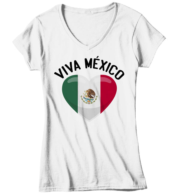 Women's Viva Mexico T Shirt Cinco De Mayo Shirts Mexican Flag Heart Graphic Tee Mexican Pride Tshirt-Shirts By Sarah
