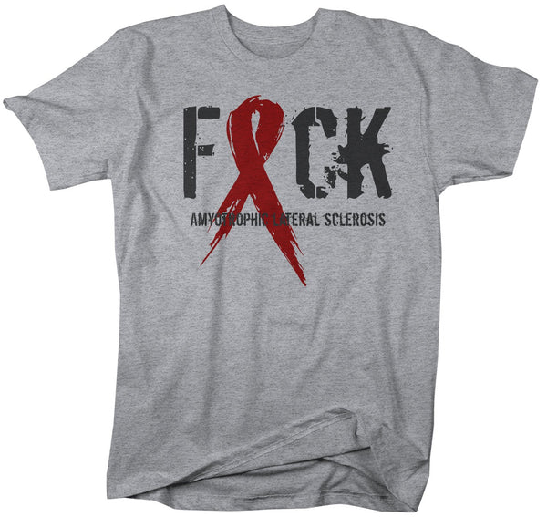 Men's F*ck ALS T-Shirt Red ALS Amyotrophic Lateral Sclerosis Ribbon MS Shirt-Shirts By Sarah