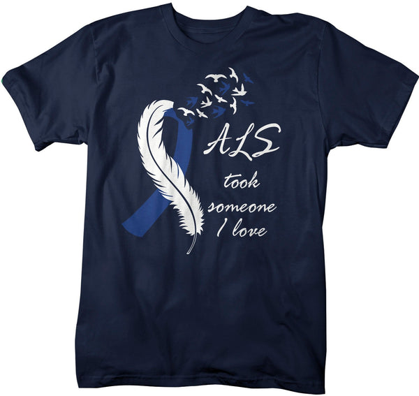 Men's ALS T-Shirt Blue ALS Amyotrophic Lateral Sclerosis Ribbon In Memory Of Shirt ALS Took-Shirts By Sarah