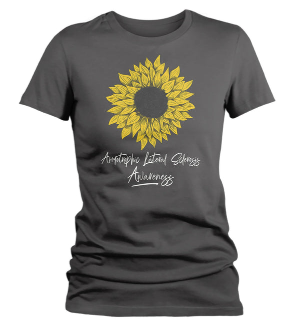 Women's ALS T-Shirt Sunflower Shirts ALS Amyotrophic Lateral Sclerosis Tshirt ALS Awareness Shirt-Shirts By Sarah