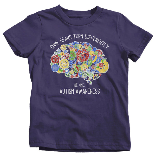 Kids Autism Shirt Autism Brain Shirts Some Gears Turn Differently Graphic Tee Autism Awareness TShirt Toddler-Shirts By Sarah