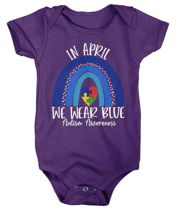 Baby Autism Shirt In April We Wear Blue T Shirt Autism Tee Cute Rainbow Shirt Support Autism Awareness Shirt Boy's Girl's-Shirts By Sarah