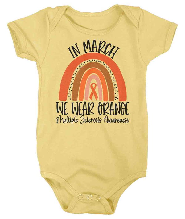 Baby MS Shirt In March We Wear Orange T Shirt MS Tee Cute Rainbow Shirt Multiple Sclerosis Shirt Awareness Boy's Girl's-Shirts By Sarah