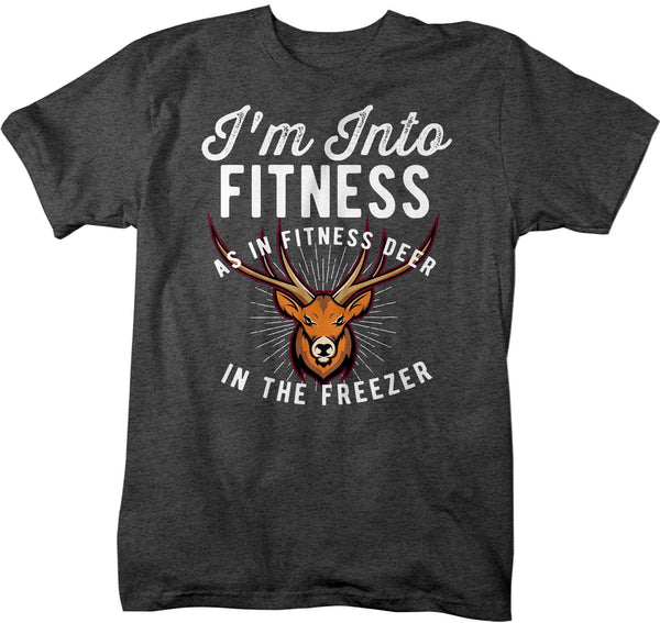 Men's Funny Hunting Shirt Into Fitness TShirt Funny Hunter Gift Fitness Deer In Freezer Hunt Tee Buck TShirt Antlers Unisex Graphic Tee-Shirts By Sarah