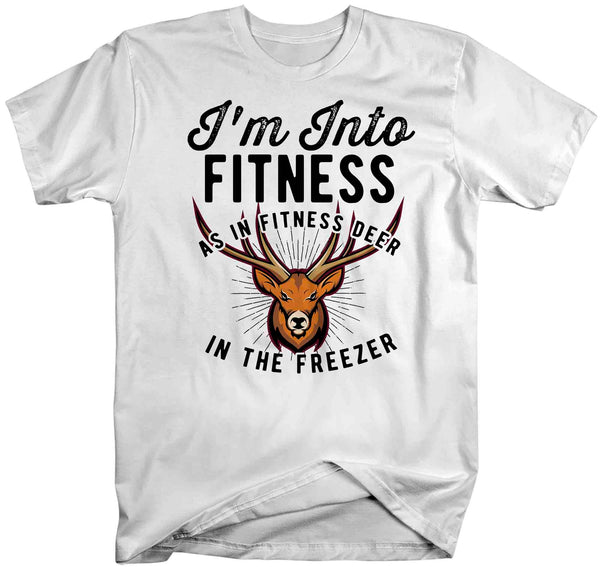 Men's Funny Hunting Shirt Into Fitness TShirt Funny Hunter Gift Fitness Deer In Freezer Hunt Tee Buck TShirt Antlers Unisex Graphic Tee-Shirts By Sarah