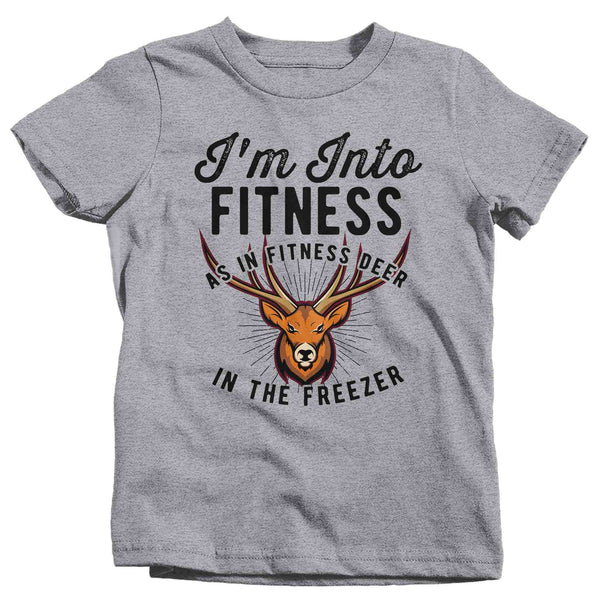 Kids Funny Hunting Shirt Into Fitness TShirt Funny Hunter Gift Fitness Deer In Freezer Hunt Tee Buck TShirt Antlers Unisex Graphic Tee-Shirts By Sarah