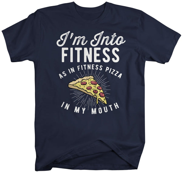 Men's Funny Pizza T Shirt Pizza Shirts Into Fitness Pizza In Mouth Workout Tee Foodie TShirt Pizza Shirts-Shirts By Sarah