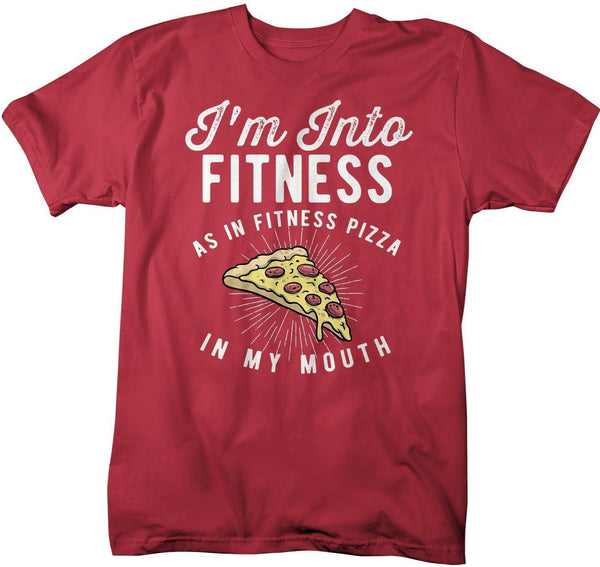 Men's Funny Pizza T Shirt Pizza Shirts Into Fitness Pizza In Mouth Workout Tee Foodie TShirt Pizza Shirts-Shirts By Sarah